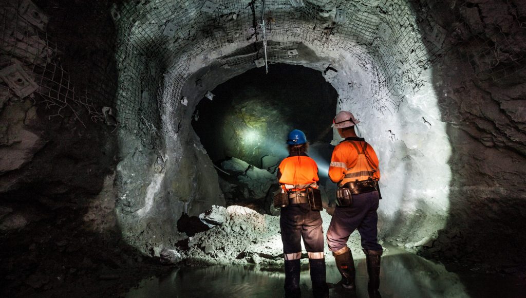 Miners underground at a copper mine in NSW, Australia